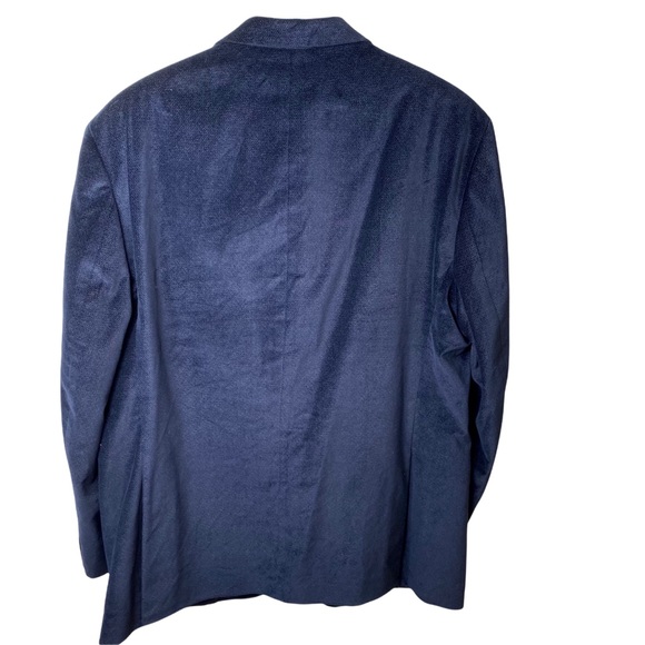 Alan Flusser Blue Textured Diamond Print Sportscoat Jacket Blazer Size 46L - Picture 3 of 9